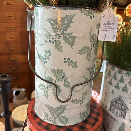 METAL CHRISTMAS BUCKET W/HANDLE