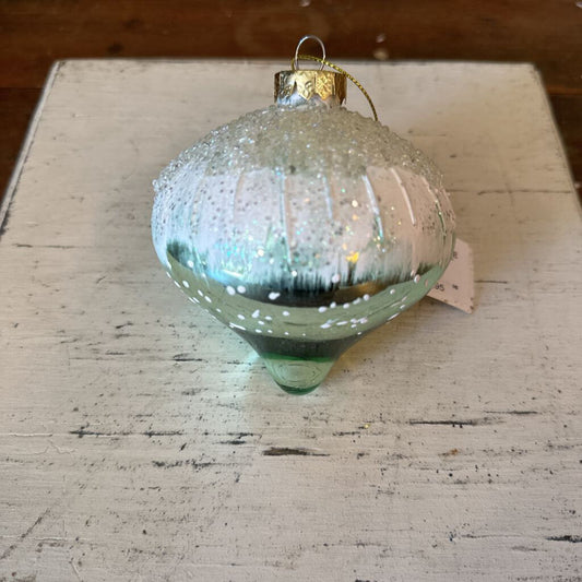 FLOCKED GLASS ORNAMENT