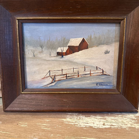 VINTAGE ORIGINAL E SHINN SIGNED OIL CANVAS