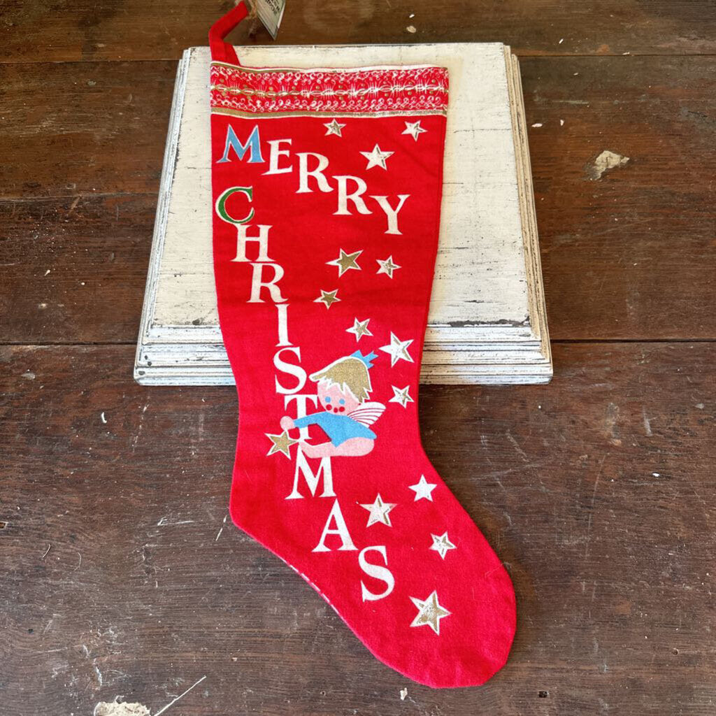 MERRY CHRISTMAS VINTAGE STOCKING