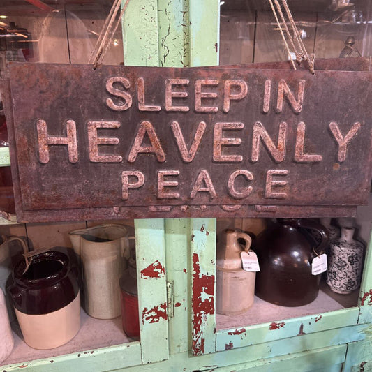 SLEEP IN HEAVENLY PEACE METAL SIGN