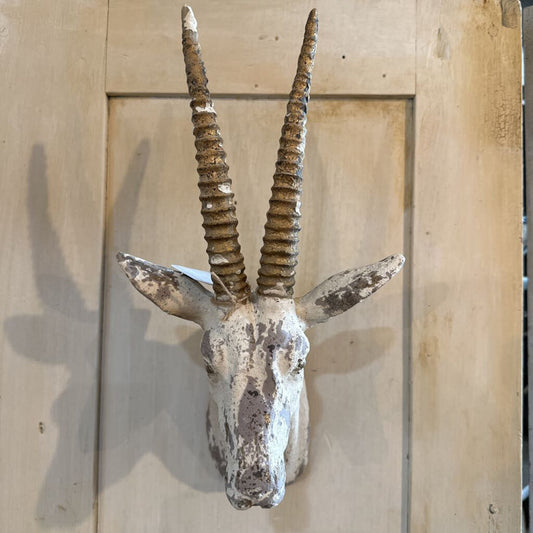 ANTIQUE STYLE DISTRESSED GAZELLE WALL MOUNT