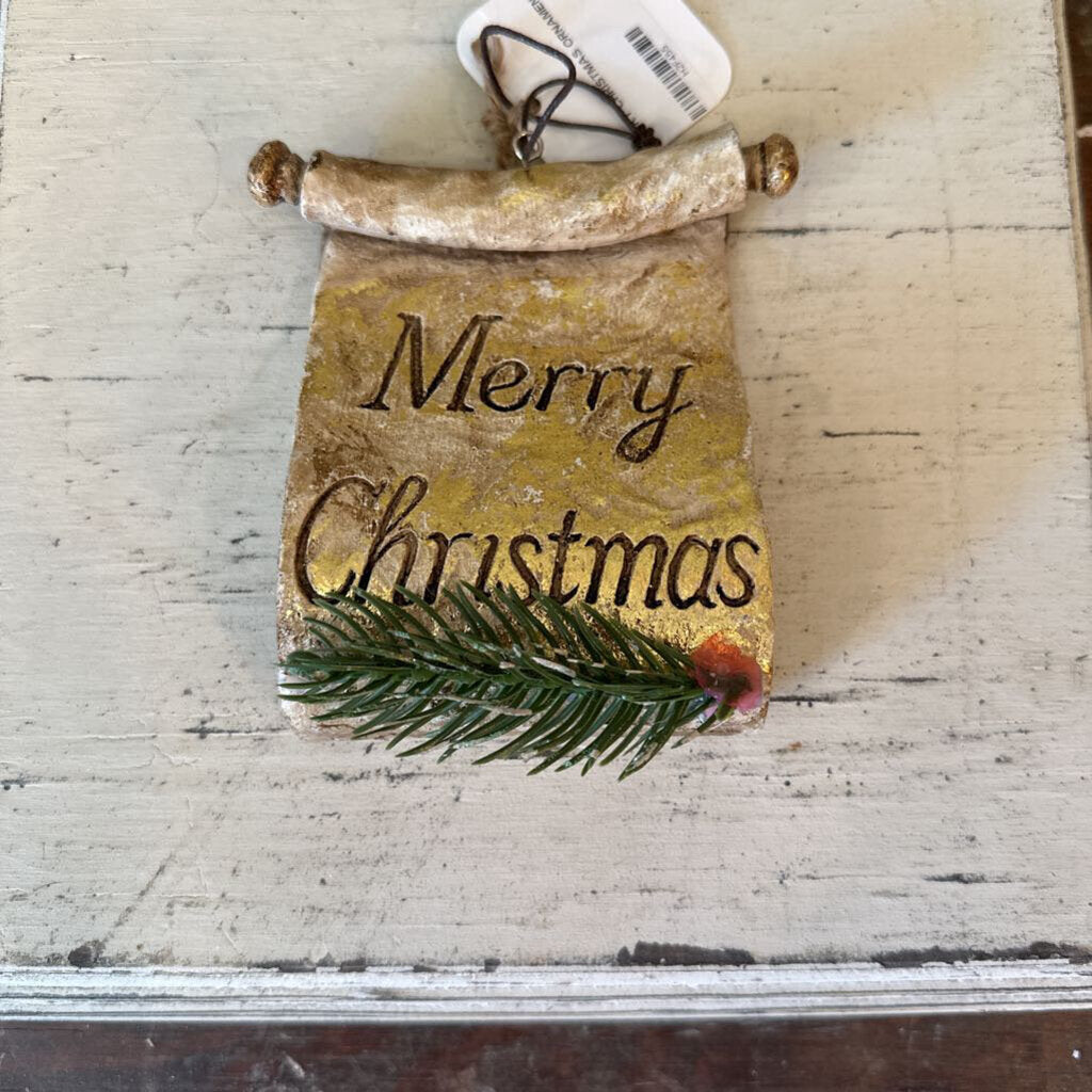 MERRY CHRISTMAS SCROLL ORNAMENT