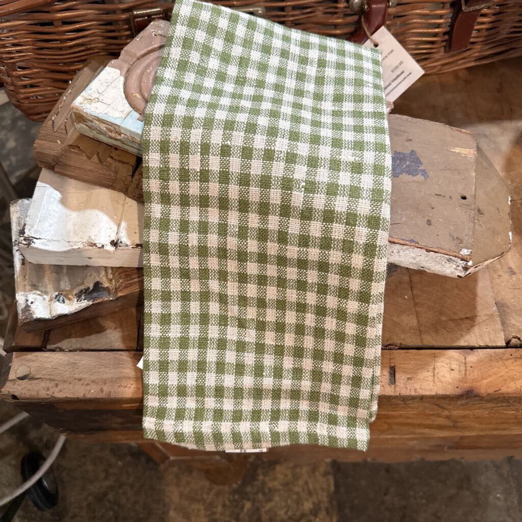 WOVEN LINEN TEA TOWEL WITH GINGHAM PATTERN- 3 COLORS