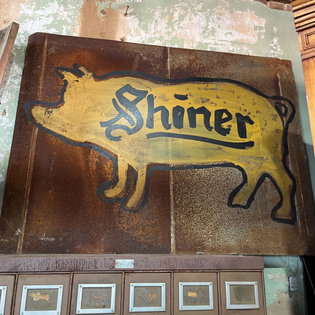 METAL SHINER PIG SIGN