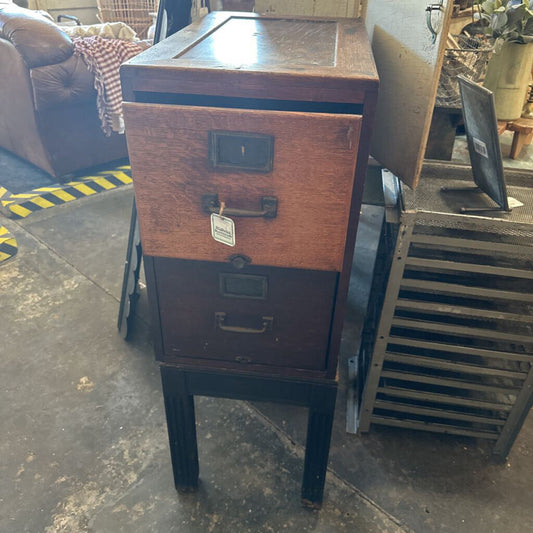 WOOD TWO DRAWER FILE CABINET