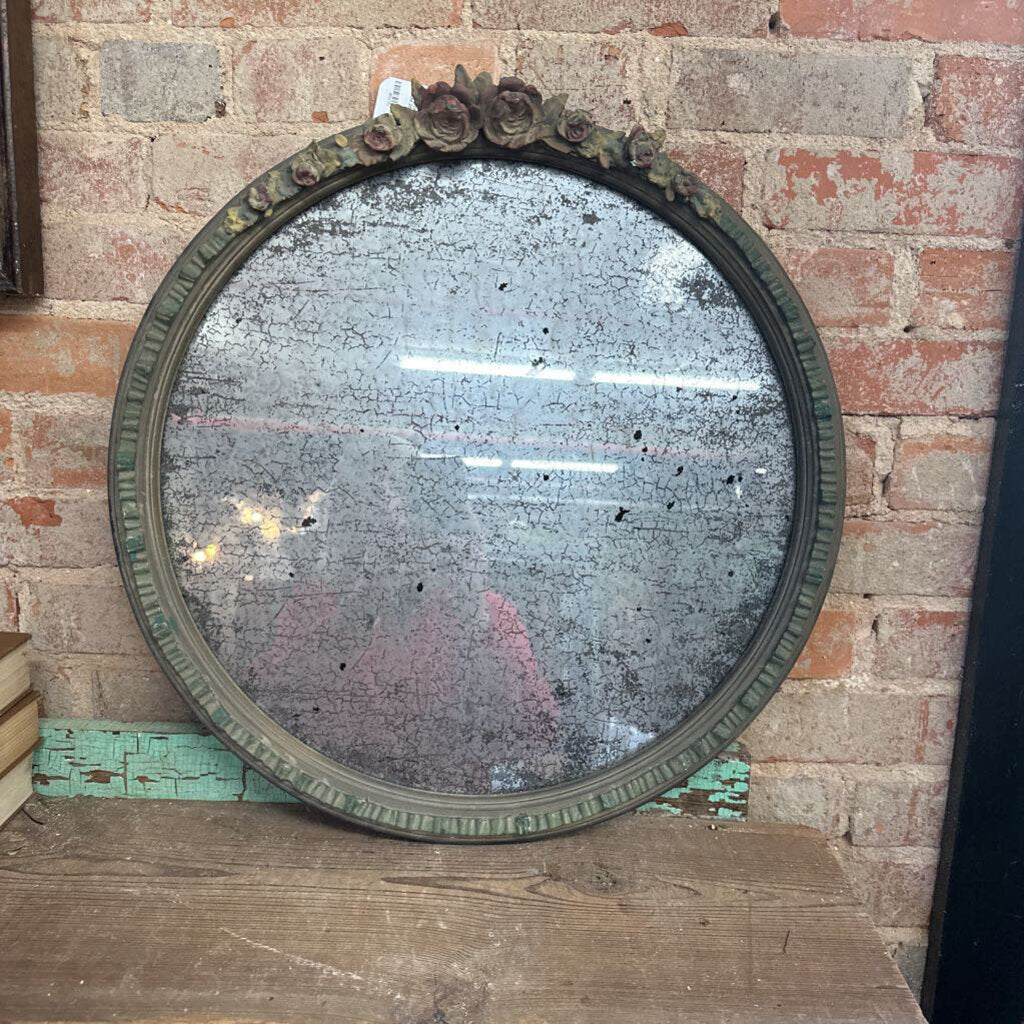 FLORAL TRIM ROUND MIRROR