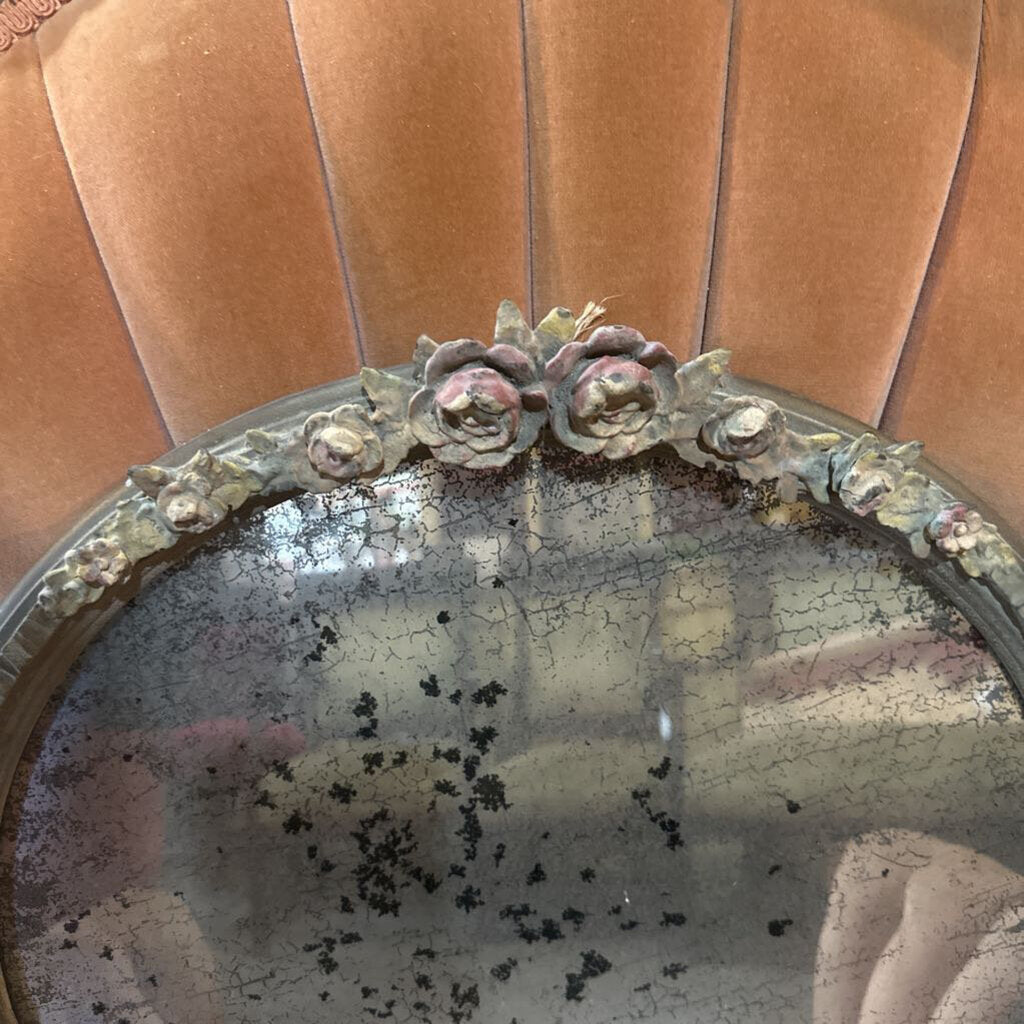 FLORAL TRIM ROUND MIRROR