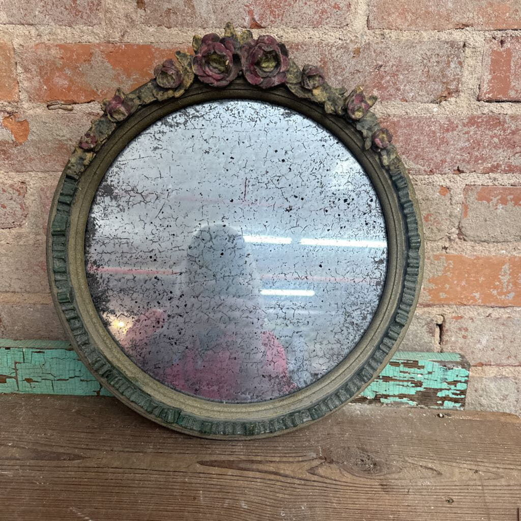 FLORAL TRIM ROUND MIRROR