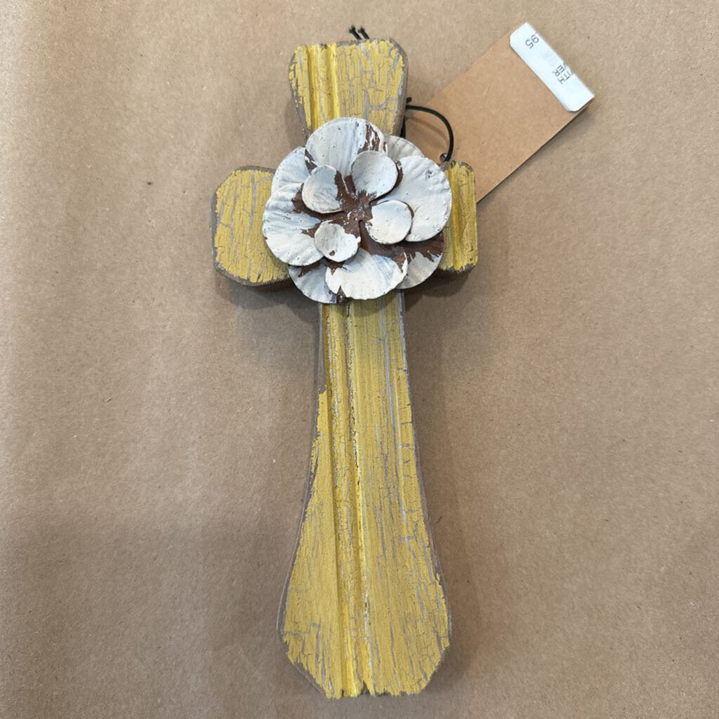 WOOD AND METAL CROSS WITH DESIGN