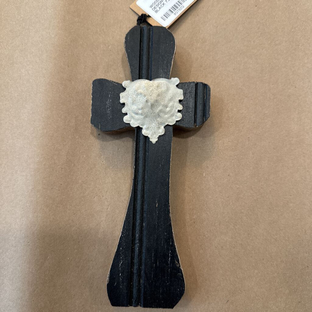 WOOD AND METAL CROSS WITH DESIGN