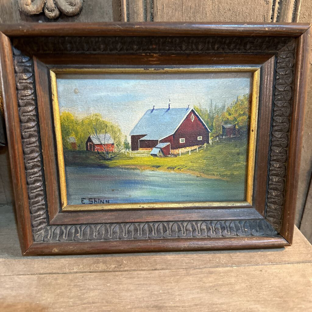 VINTAGE ORIGINAL E SHINN SIGNED OIL CANVAS