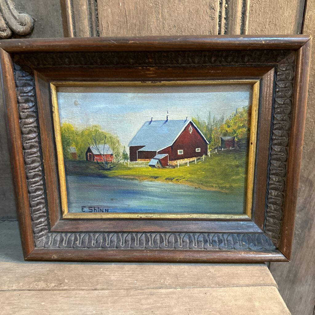 VINTAGE ORIGINAL E SHINN SIGNED OIL CANVAS