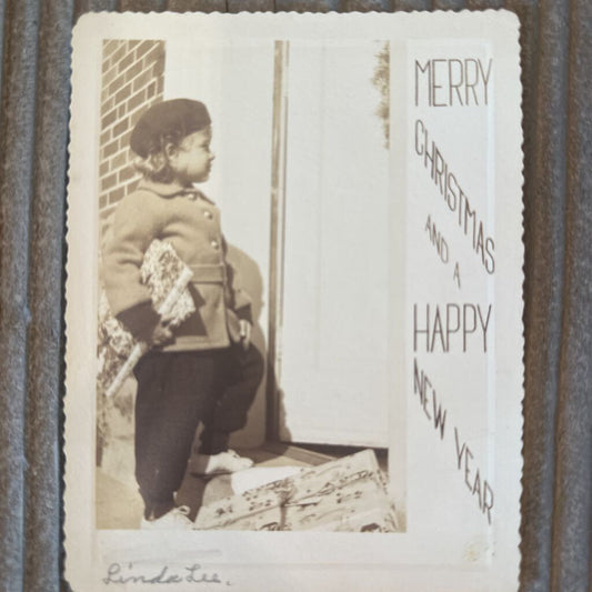 CHRISTMAS CARD WITH LITTLE GIRL 1947