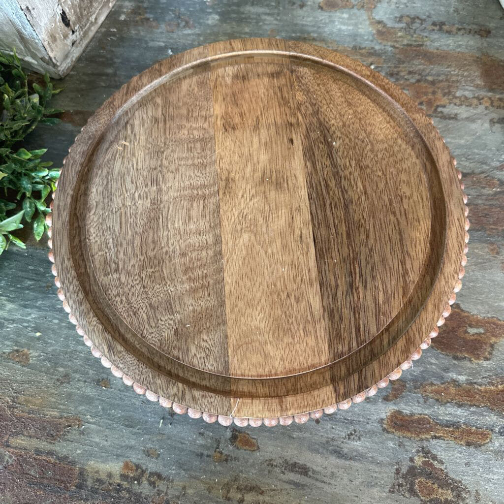 GLASS CLOCHE WITH WOOD RAISED PEDESTAL