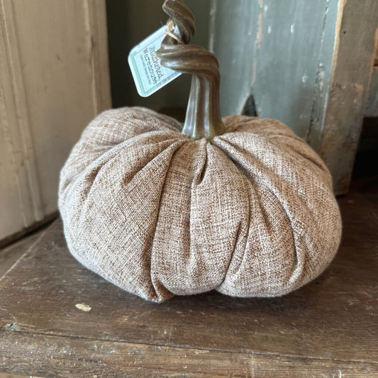 LINEN PUMPKIN WITH CERAMIC STEM