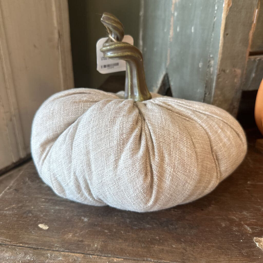 LINEN PUMPKIN WITH CERAMIC STEM