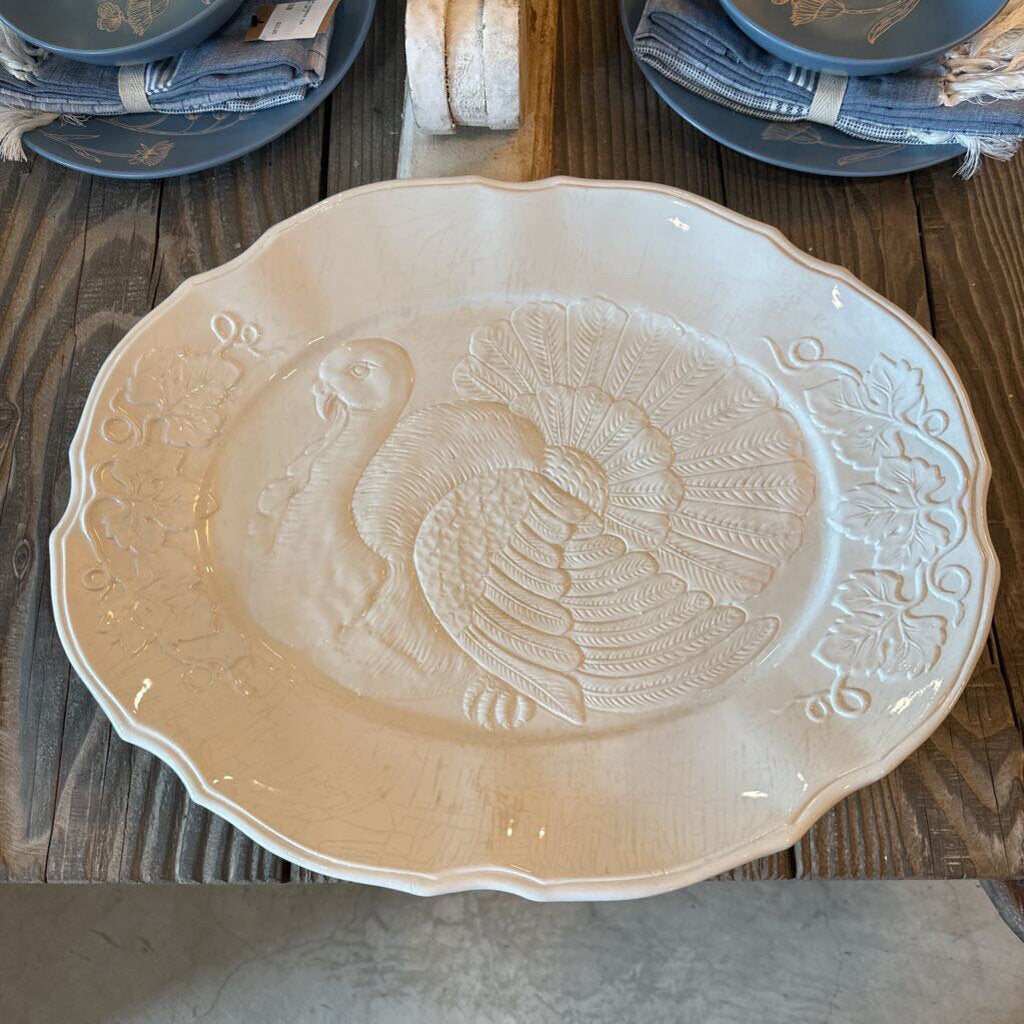 VINTAGE CERAMIC TURKEY PLATTER MADE IN ITALY