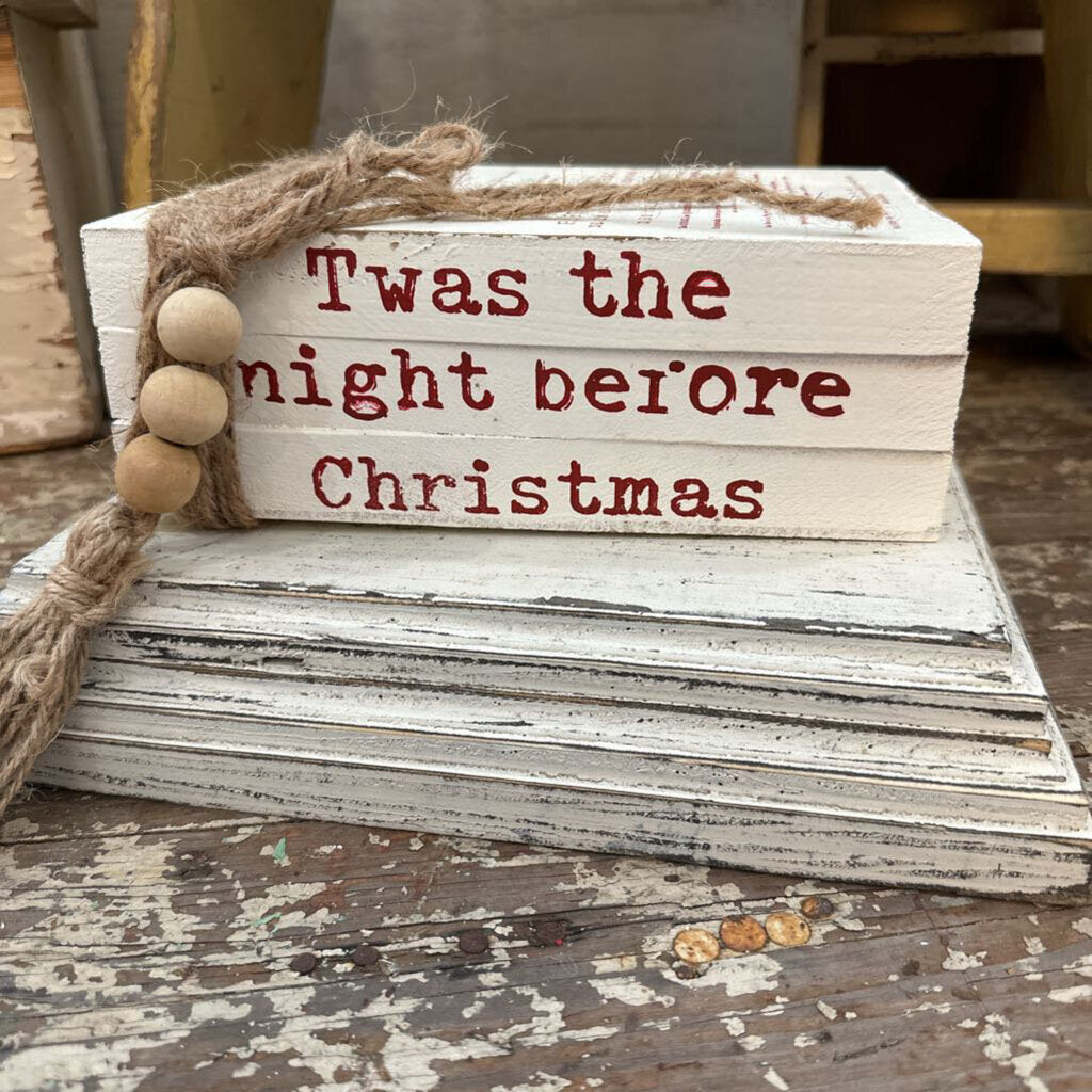 CHRISTMAS WOOD BLOCK FAUX BOOK STACK