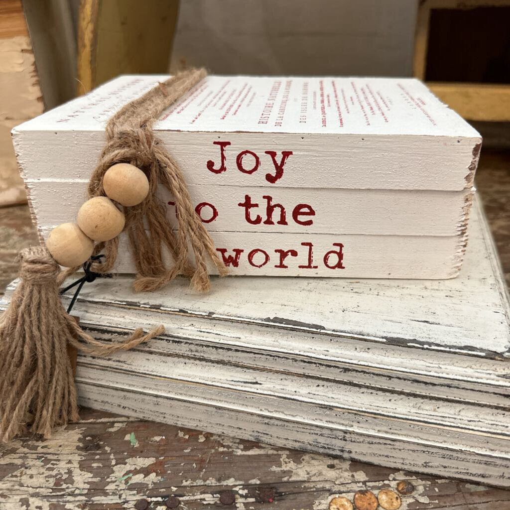 CHRISTMAS WOOD BLOCK FAUX BOOK STACK