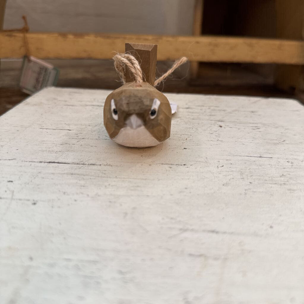 CARVED WOOD BIRD ORNAMENT