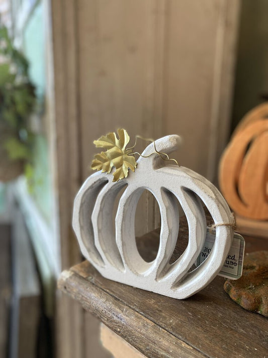 WOODEN PUMPKIN WITH GOLD LEAF