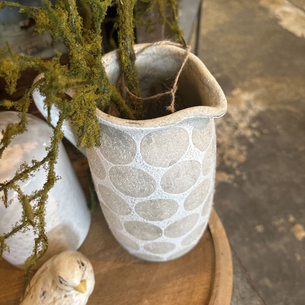 CEMENT PITCHER WITH DOTS