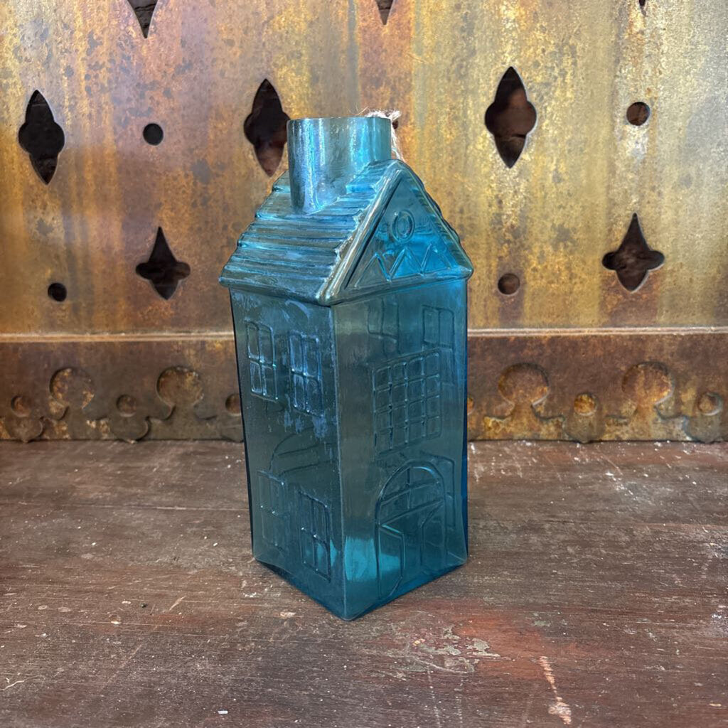 GLASS HOUSE SHAPED VASE