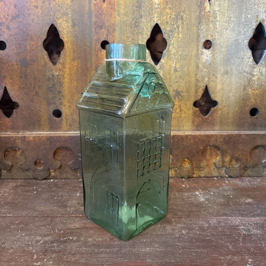 GLASS HOUSE SHAPED VASE