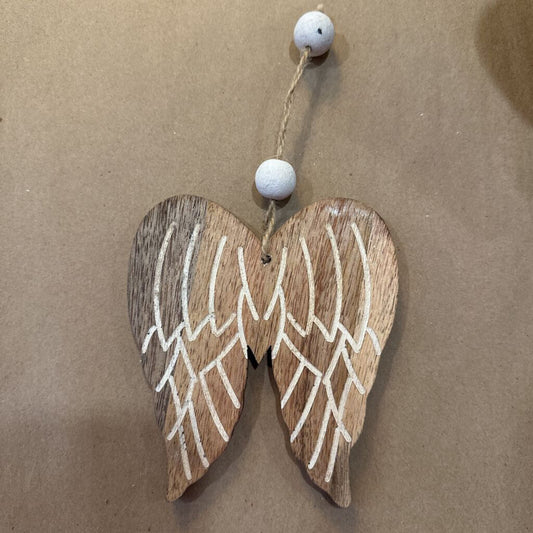 WOOD ANGEL WINGS ORNAMENT