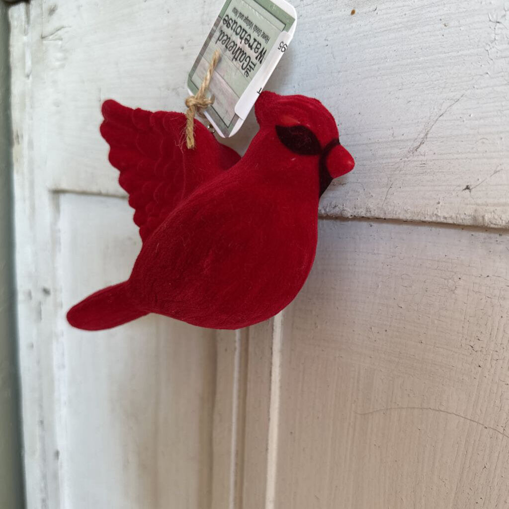 VELVET CARDINAL ORNAMENT