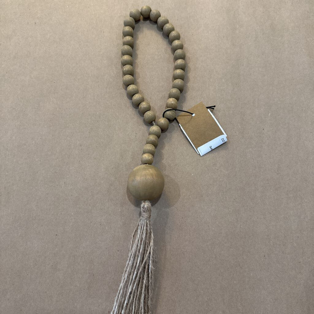 WOOD BEADS WITH JUTE ROPE TASSEL