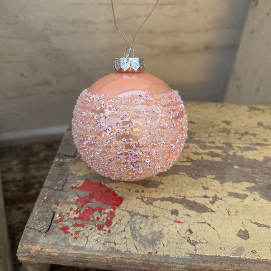 GLASS ORNAMENT WITH GLITTER BEADS