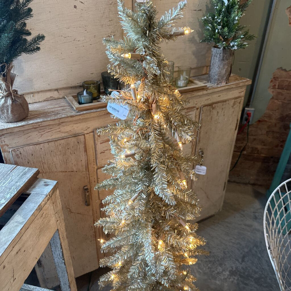 LIGHTED SLIM TINSEL TREE