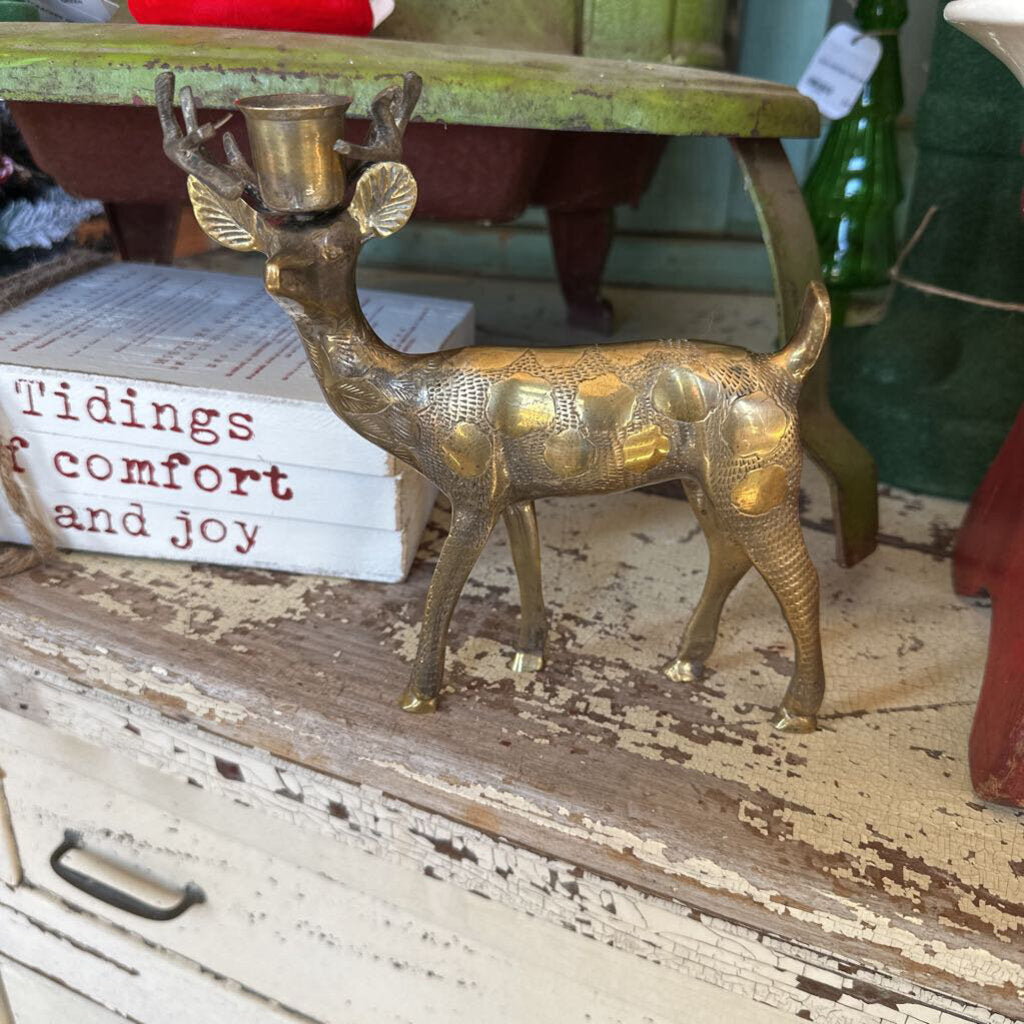 BRASS DEER CANDLE HOLDER