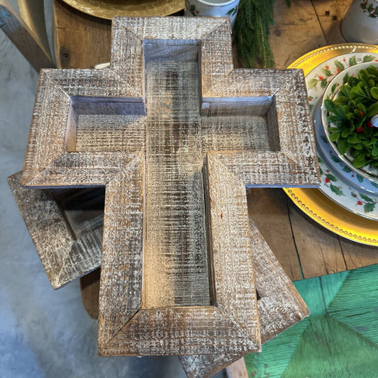 WOOD CROSS TRAY