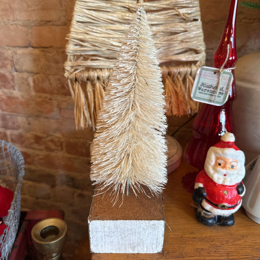 BOTTLEBRUSH TREE ON VINTAGE WOOD PEDIMENT