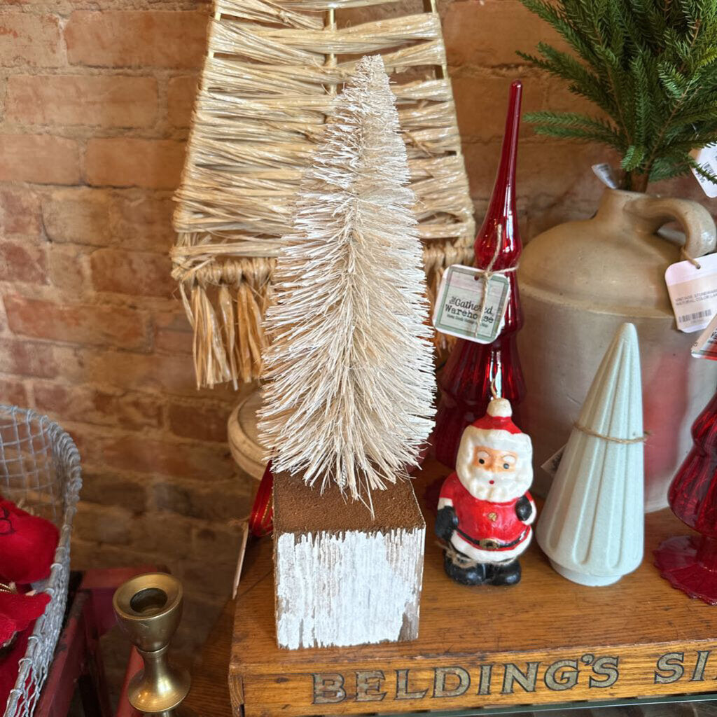 BOTTLEBRUSH TREE ON VINTAGE WOOD PEDIMENT