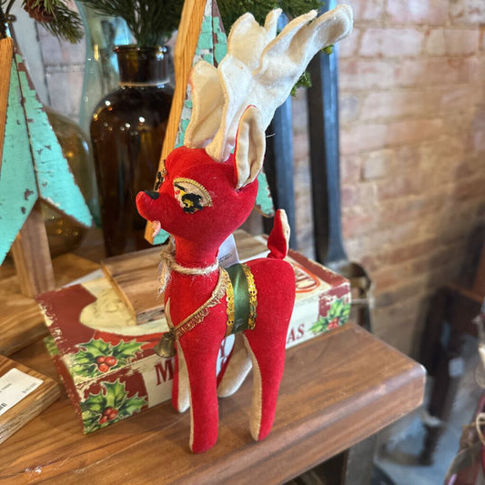 VINTAGE VELVET STUFFED REINDEER FROM JAPAN