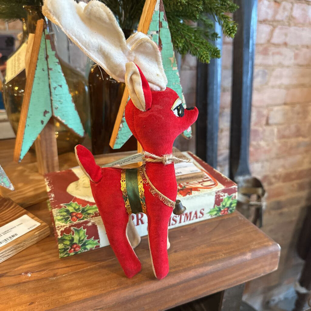 VINTAGE VELVET STUFFED REINDEER FROM JAPAN