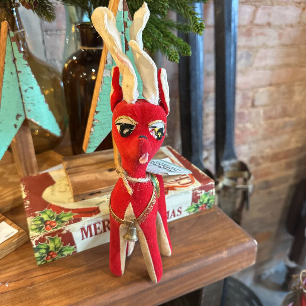 VINTAGE VELVET STUFFED REINDEER FROM JAPAN