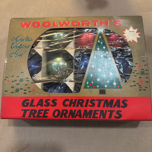 VINTAGE WOOLWORTH'S ORNAMENTS IN ORIGINAL BOX