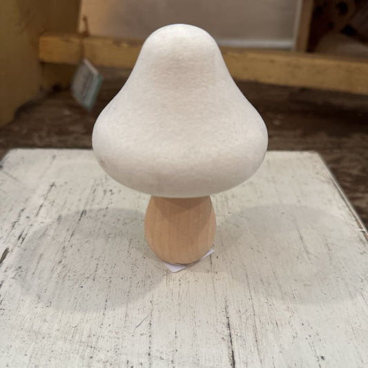 FELT TOPPED WOODEN MUSHROOM