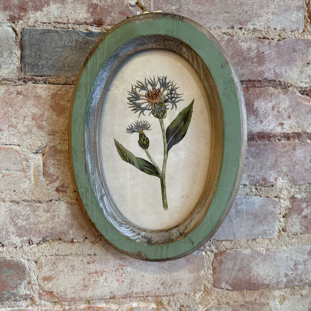 WOOD FRAMED GLASS WALL DECOR WITH FLOWER