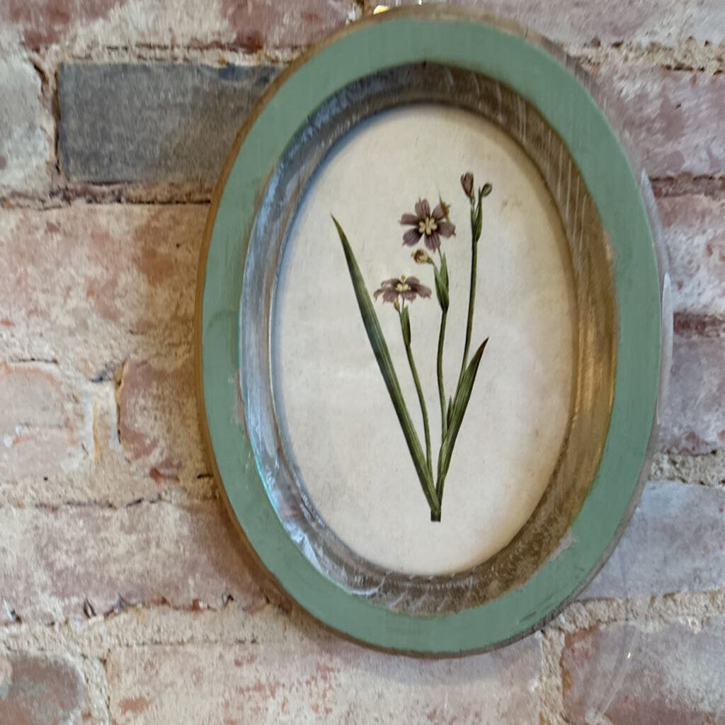 WOOD FRAMED GLASS WALL DECOR WITH FLOWER