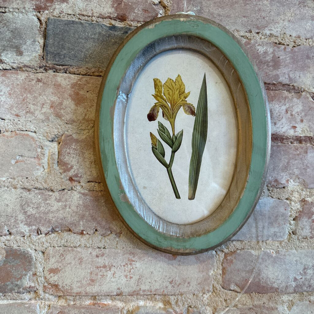 WOOD FRAMED GLASS WALL DECOR WITH FLOWER