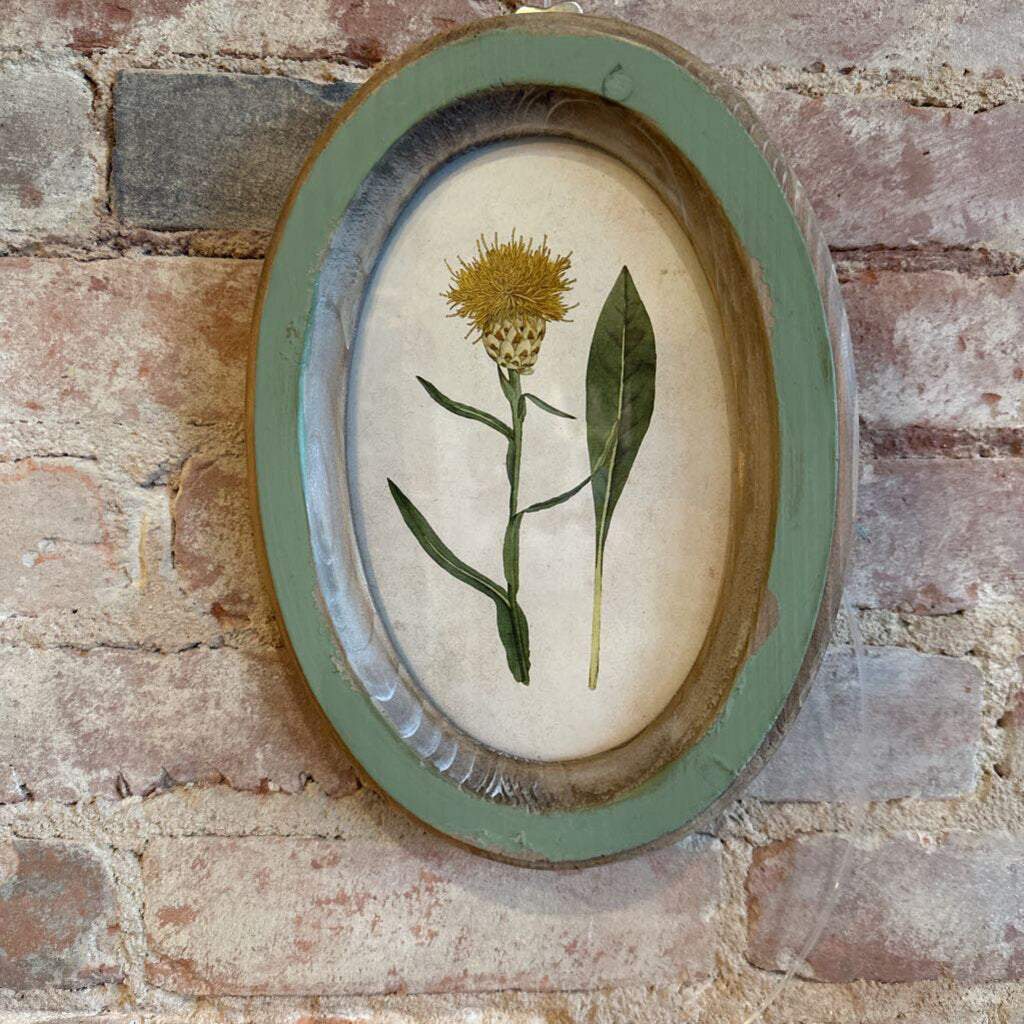 WOOD FRAMED GLASS WALL DECOR WITH FLOWER