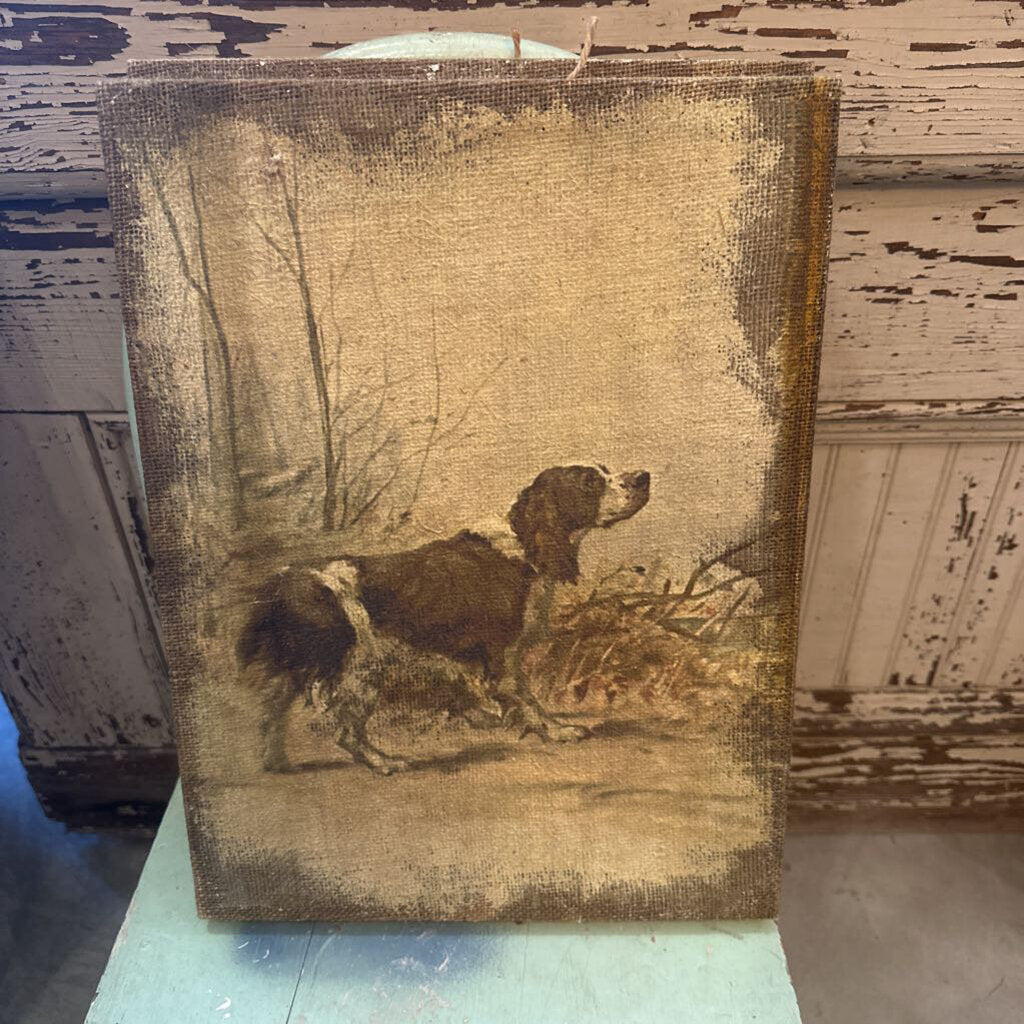 DOG PRINT ON BURLAP CANVAS