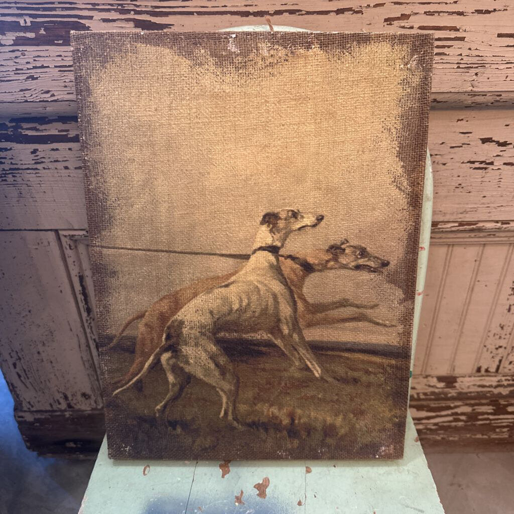 DOG PRINT ON BURLAP CANVAS