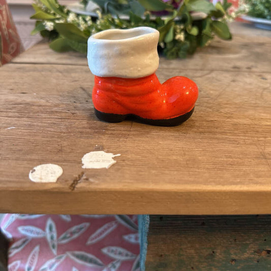 MINATURE CERAMIC SANTA BOOT